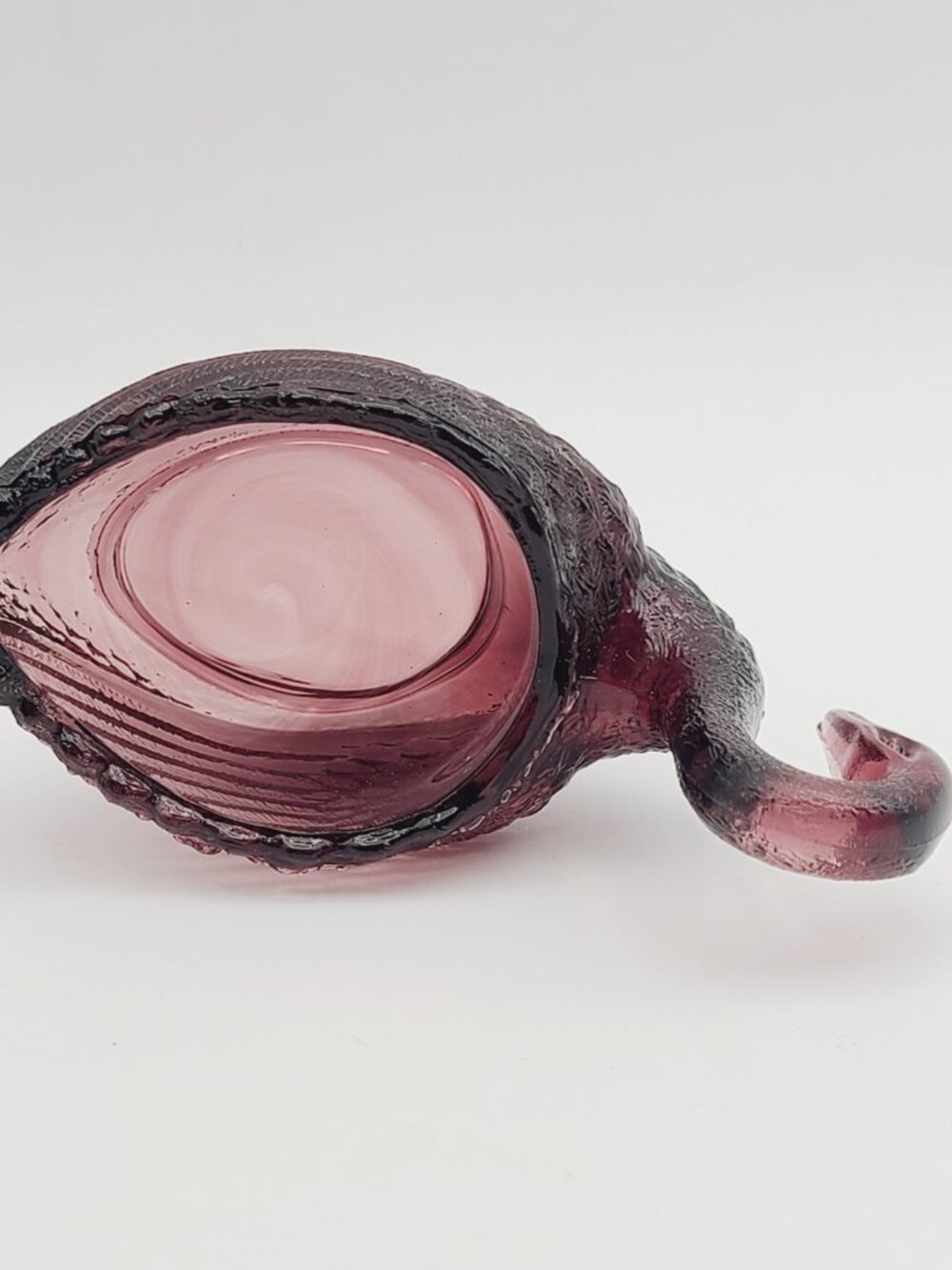 LG Wright Glass Vintage MCM Amethyst Swan Standard Open Salt Cellar 3.75" Long - Picture 6 of 8